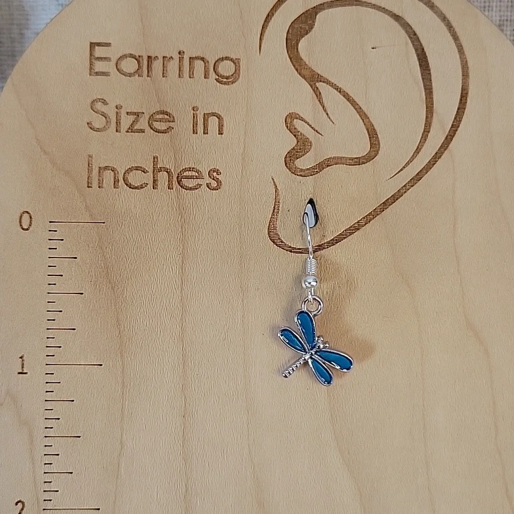 DAINTY AQUA DRAGONFLY EARRINGS